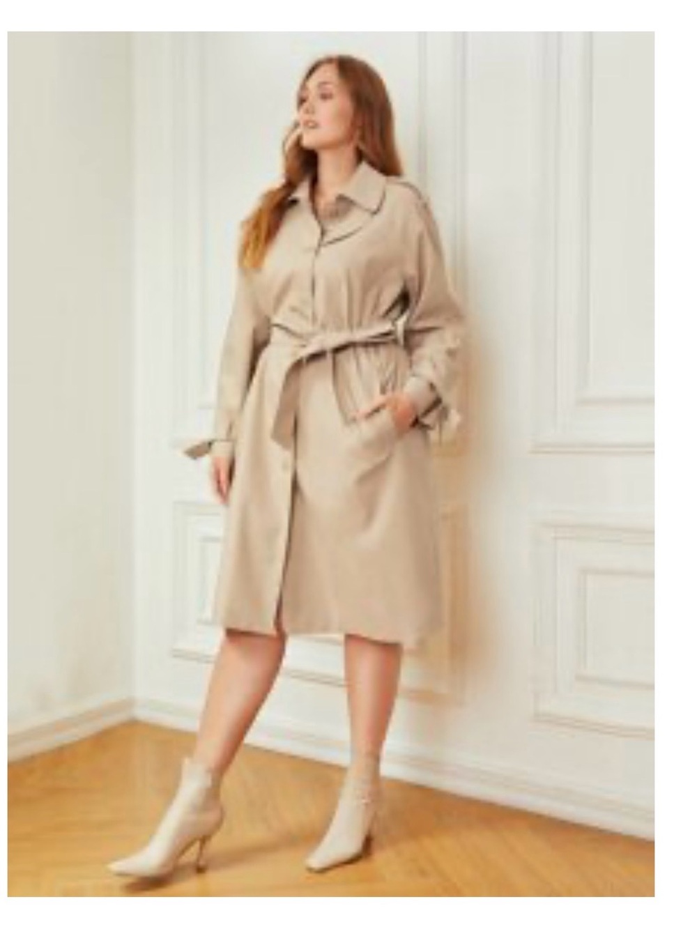 Belted MOTF 0XL Beige Trench coat - Women's